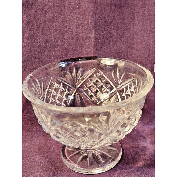 3 Shannon Godinger 24% Lead Crystal Fan & Cris-Cross Ice Cream Fruit Bowls Cups - Picture 5 of 5